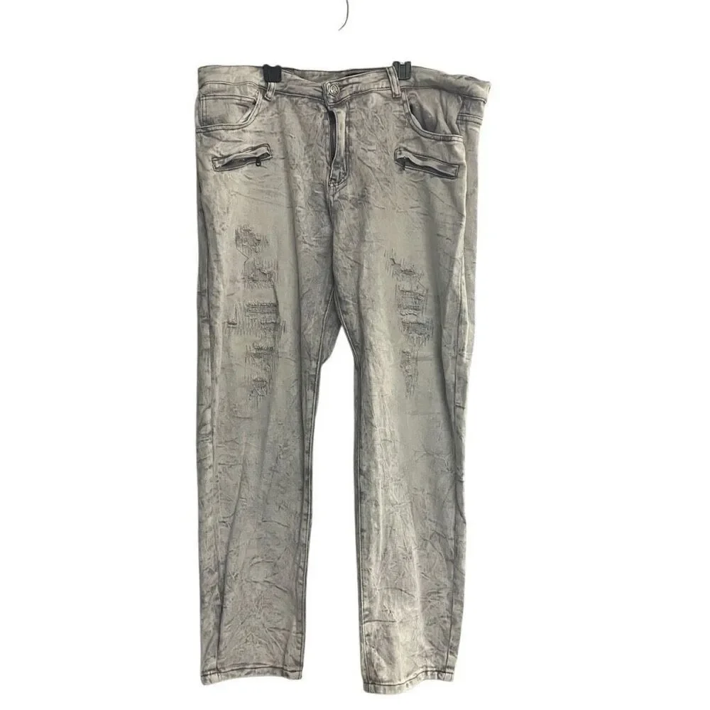 WAIMEA Men’s Jeans Distressed Skinny Fit Gray Size 40 Inseam 32 SEE DESCRIPTION - Picture 1 of 12